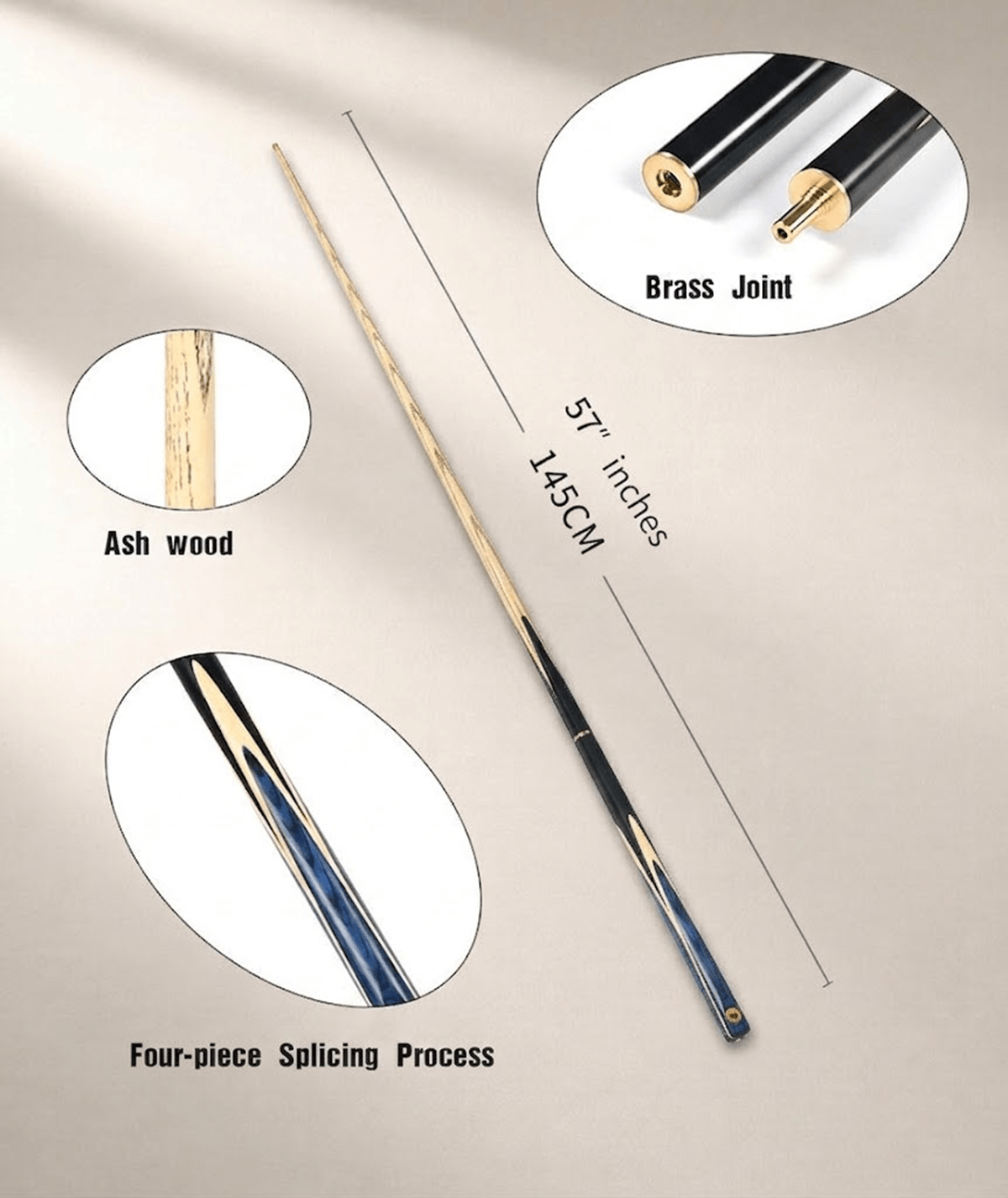 UA02 Uniwave Ash Wood pool cue small tip 10mm