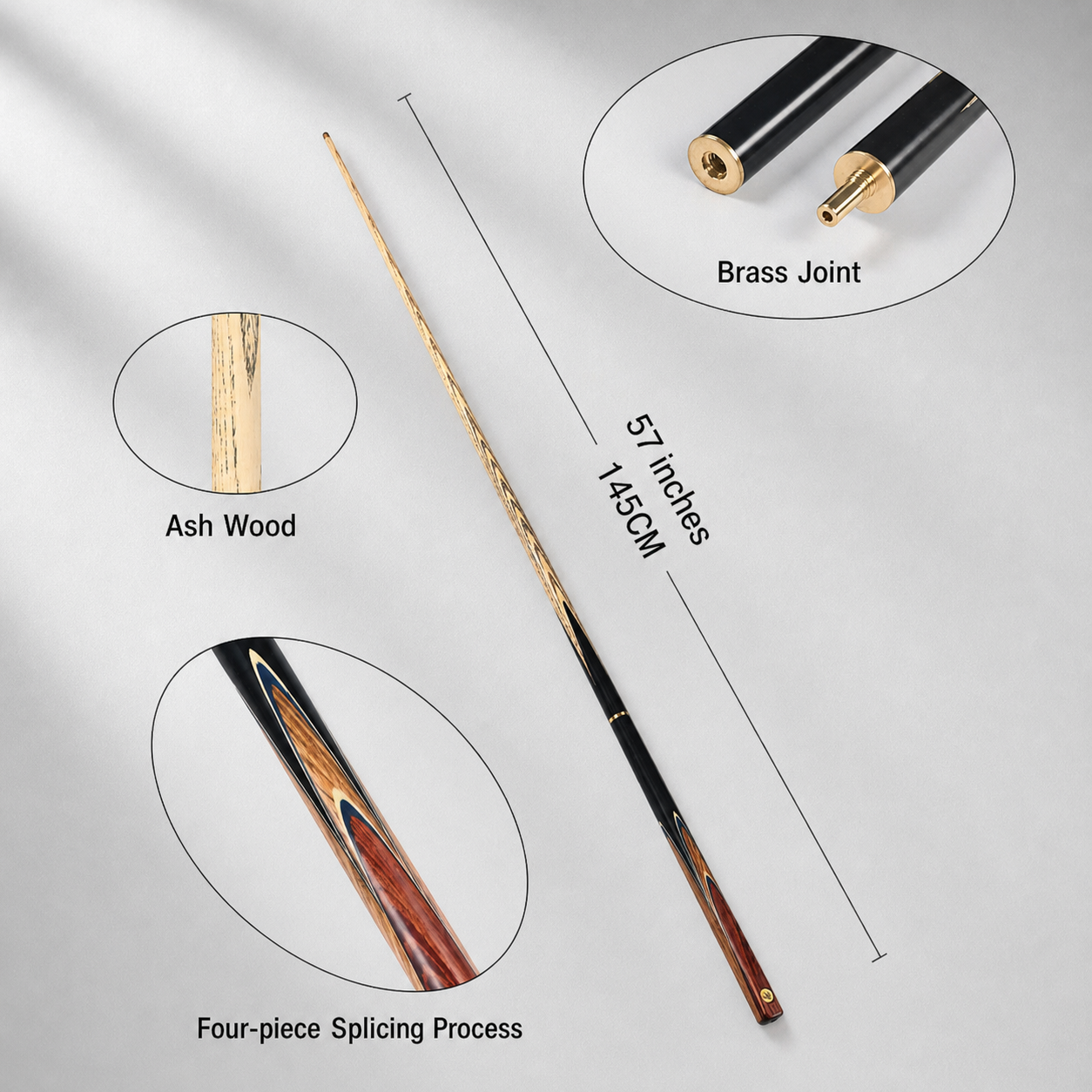 UA04 uniwave small tip solid wood pool cue